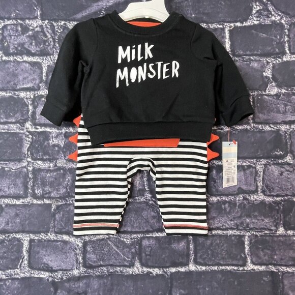 Cat & Jack Newborn "Milk Monster" Baby Halloween Set Outfit Costume Striped - Picture 1 of 10